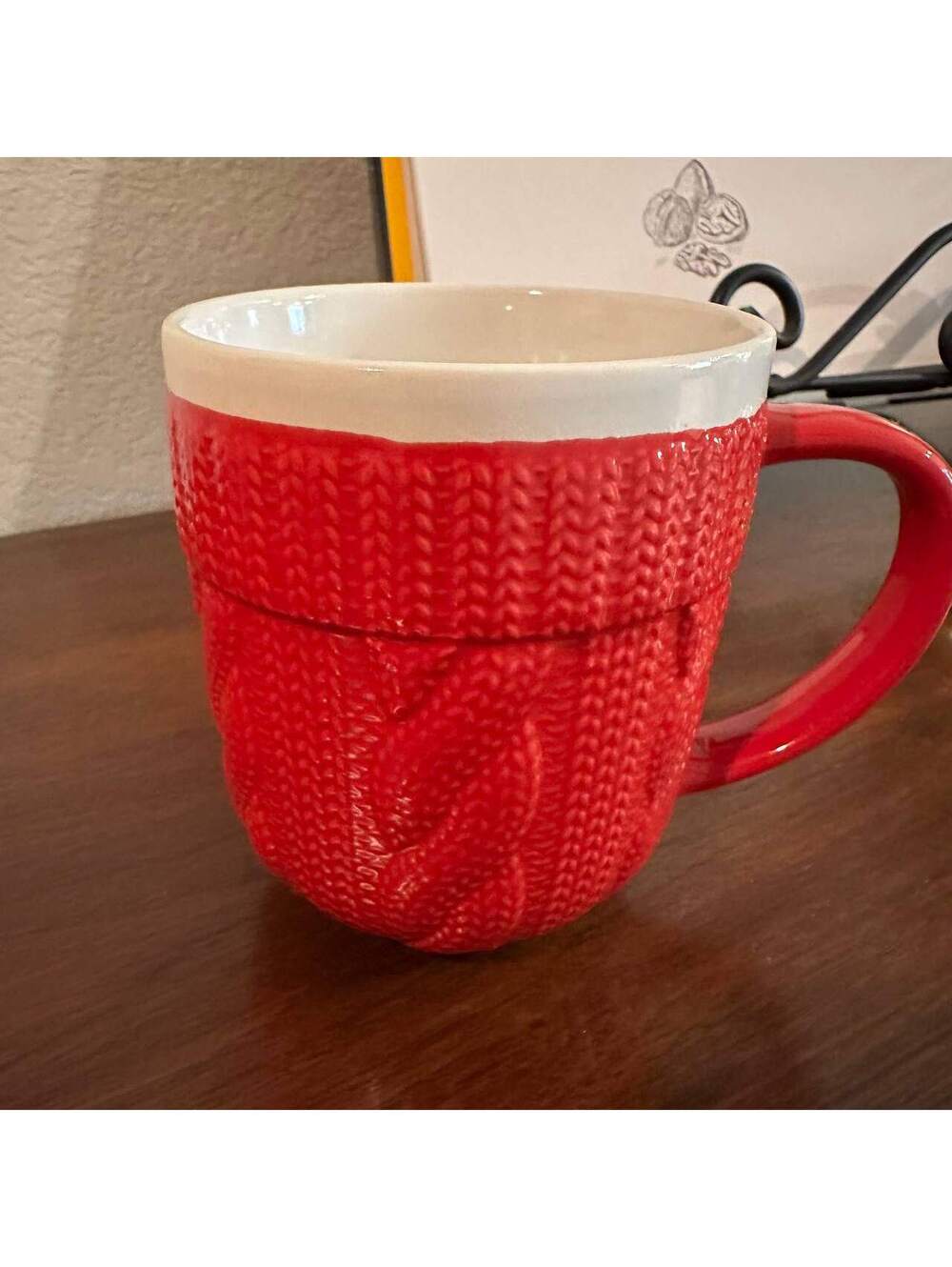 Holiday Time Red Cable Knit Sweater Christmas Ceramic Coffee Mug
